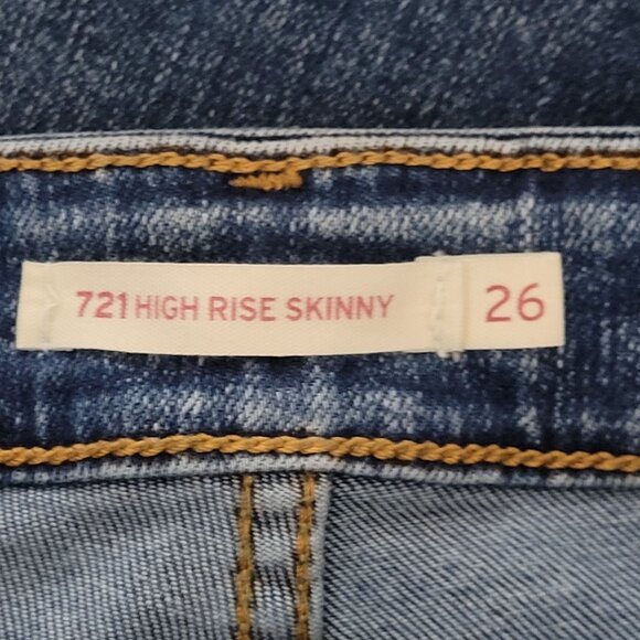 Levis 721 High Rise Skinny Jeans Womens Size 26 Blue Denim Stretch - Picture 5 of 8